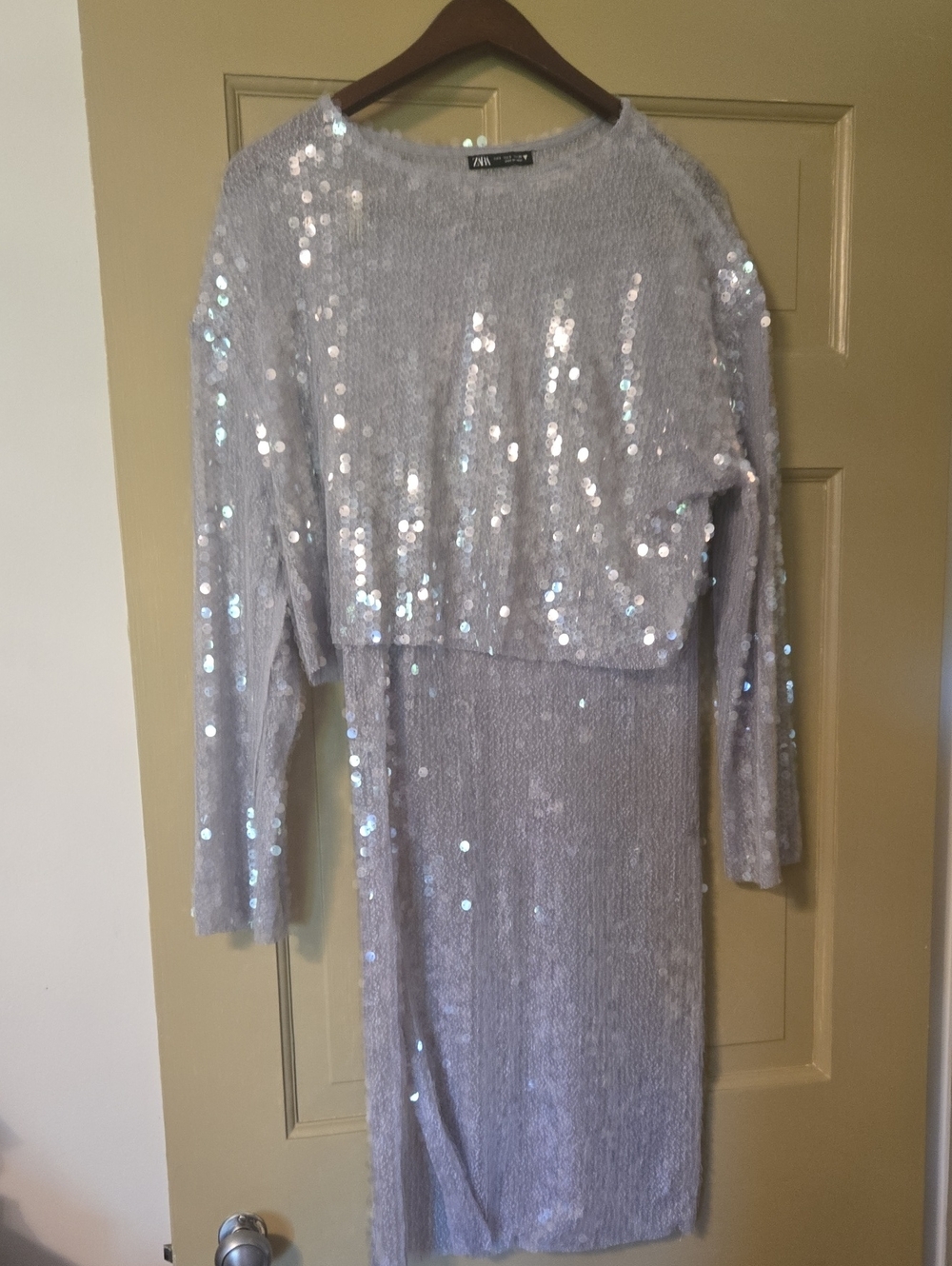 Zara Silver Sequin Two-Piece Dress Set